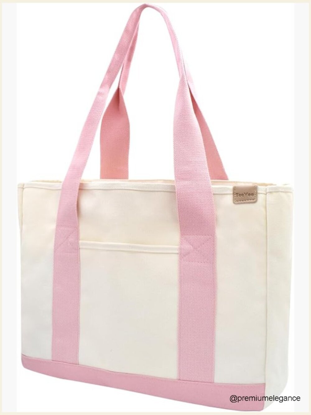 16oz Canvas Tote Bag Large Capacity Multi Pockets Work Shopping Bag